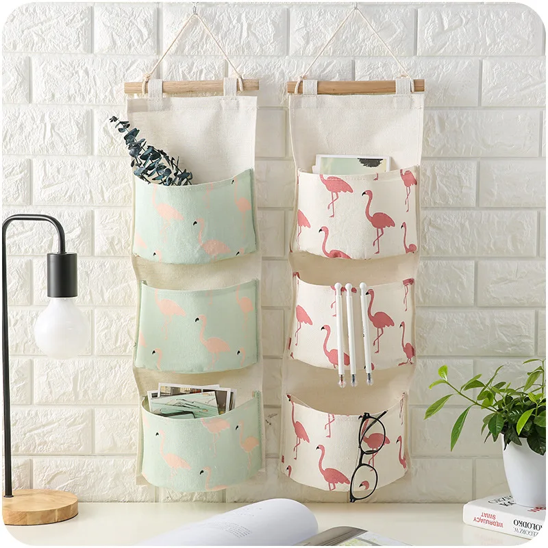 JX-LCLYL Cartoon cotton three layer hanging debris storage hanging pocket storage bag