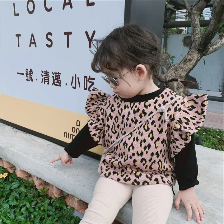 Spring girls fashion leopard knitted sleeveless vests cute kids all-match casual short waistcoats Tops
Spring girls fashion leopard knitted sleeveless vests cute kids all-match casual short waistcoats Tops