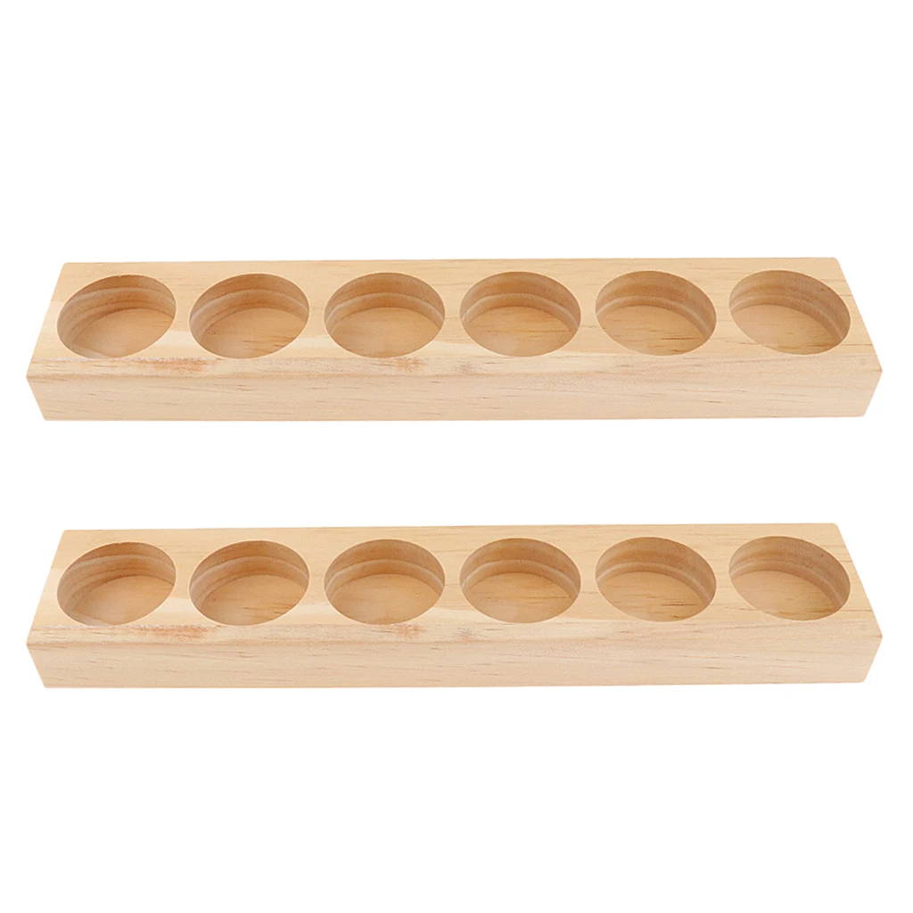 2pcs NATURAL WOOD Aromatherapy Perfume Essential Oil Display Storage Organizer Rack Stand Holder for 6pcs 15ml Bottles