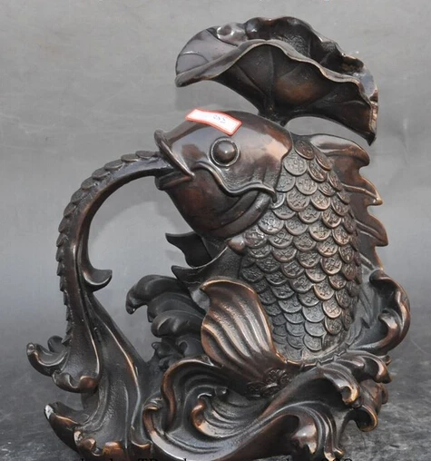 p6657 11"Chinese Bronze Feng Shui Lotus Leaf Money Wealth Fish Barracuda lucky Statue
p6657 11"Chinese Bronze Feng Shui Lotus Leaf Money Wealth Fish Barracuda lucky Statue