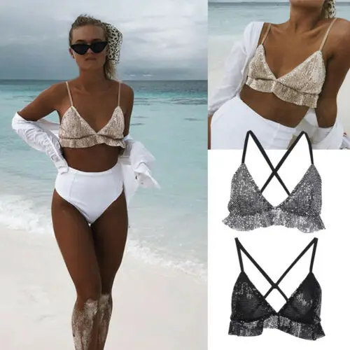2019 Women Metallic Sequin Wire-Free Bra Bustier Crop Top T-shirt Vest Cami Clubwear
2019 Women Metallic Sequin Wire-Free Bra Bustier Crop Top T-shirt Vest Cami Clubwear