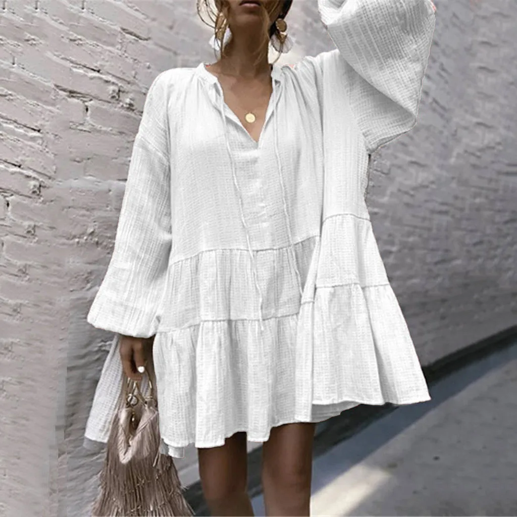WHooHoo Fashion Women's Sexy Summer Casual Solid Full Sleeve Pleated Frenulum Easy Dress Fashion 2019 Vestido das senhoras
WHooHoo Fashion Women's Sexy Summer Casual Solid Full Sleeve Pleated Frenulum Easy Dress Fashion 2019 Vestido das senhoras