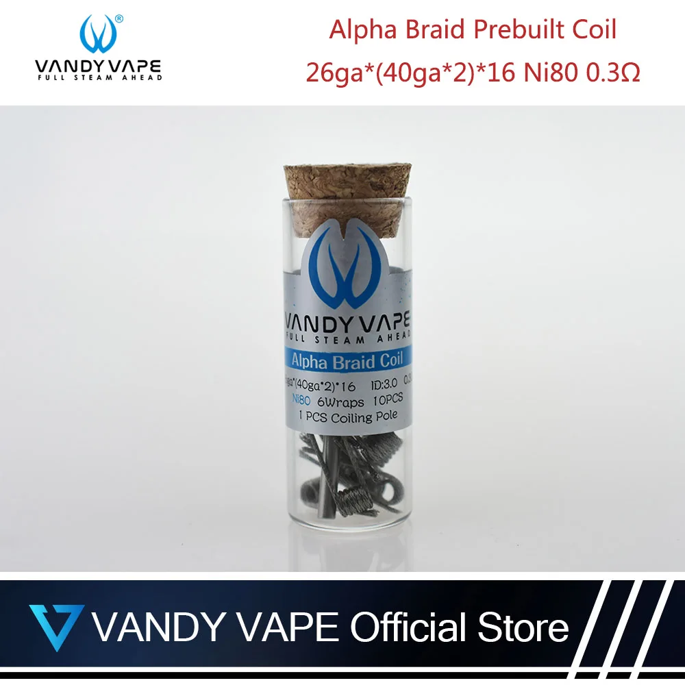 Оригинальный 10 шт./упак. Vandy vape Альфа оплетка готовые катушки 26ga *(40ga * 2)* 16 0.3ohm для