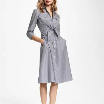 Women Runway Dress 2019 High Quality Summer Turn-down Collar Half Sleeve Striped Dress Casual Dresses NP0335A
Women Runway Dress 2019 High Quality Summer Turn-down Collar Half Sleeve Striped Dress Casual Dresses NP0335A