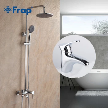 

Frap Bathroom Rainfall Shower Faucet Wall Mounted Chrome With Brass Bathroom Basin Hot And Cold Water Mixer Faucet F2416+F1001