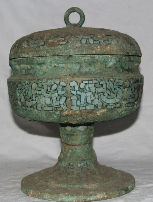 JP S0524 14 Archaic Chinese Dynasty Bronze Turquoise Palace Food Container Vessel Box
JP S0524 14 Archaic Chinese Dynasty Bronze Turquoise Palace Food Container Vessel Box