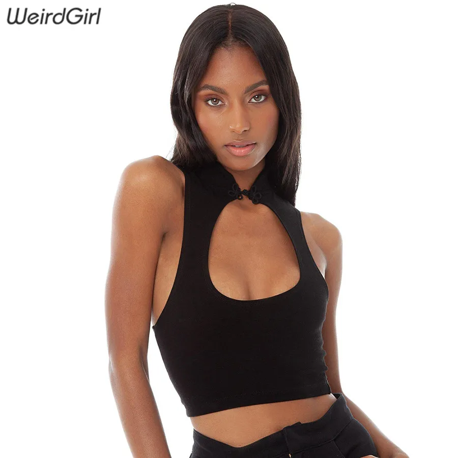 Weirdgirl Women sexy Tank Tops hollow out Fashion button Crop Tops Slim elastic off shoulder Female Streetwear Summer New Vest
Weirdgirl Women sexy Tank Tops hollow out Fashion button Crop Tops Slim elastic off shoulder Female Streetwear Summer New Vest