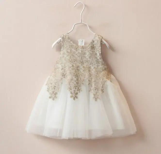 Hot Children Lace Appliques Super Beauty Dress Girls Gold/White Princess Party Dress Baby Sleeveless Gauze Mini Dress
Hot Children Lace Appliques Super Beauty Dress Girls Gold/White Princess Party Dress Baby Sleeveless Gauze Mini Dress