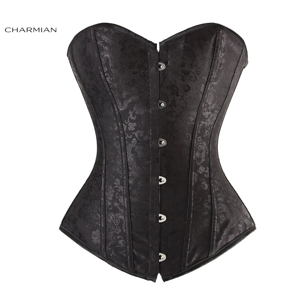 Charmian Women's Sexy Overbust Corset Top Black Vintage Shapeweaer Wedding Corsets and Bustiers with Blue Body Shaper
Charmian Women's Sexy Overbust Corset Top Black Vintage Shapeweaer Wedding Corsets and Bustiers with Blue Body Shaper