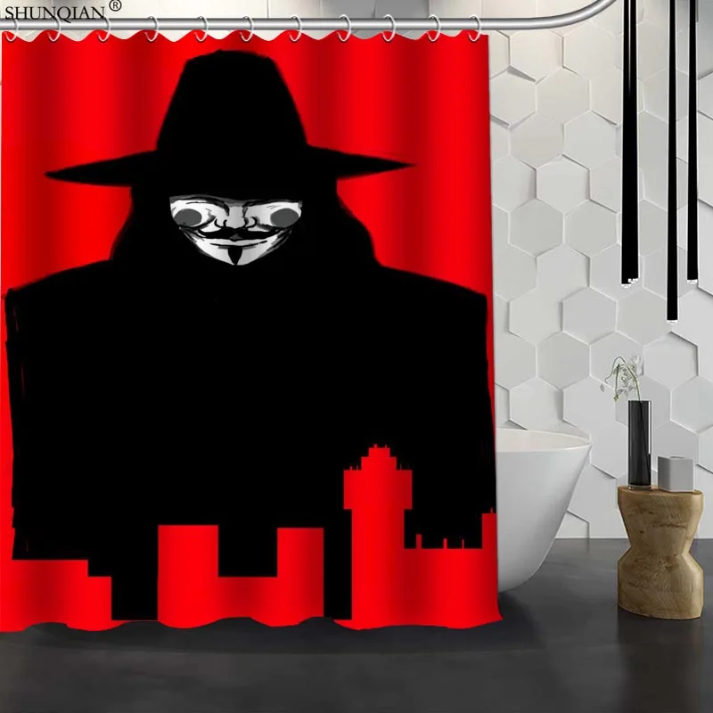 Новая V для Vendetta Заказная занавеска душа водонепроницаемая ткань полиэфирная