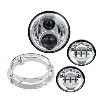 7'' INCH H4 Motorcycle led headlight + 2pcs 4.5'' fog lamp Auxiliary passing light + Mounting Bracket Ring for Harley
7'' INCH H4 Motorcycle led headlight + 2pcs 4.5'' fog lamp Auxiliary passing light + Mounting Bracket Ring for Harley