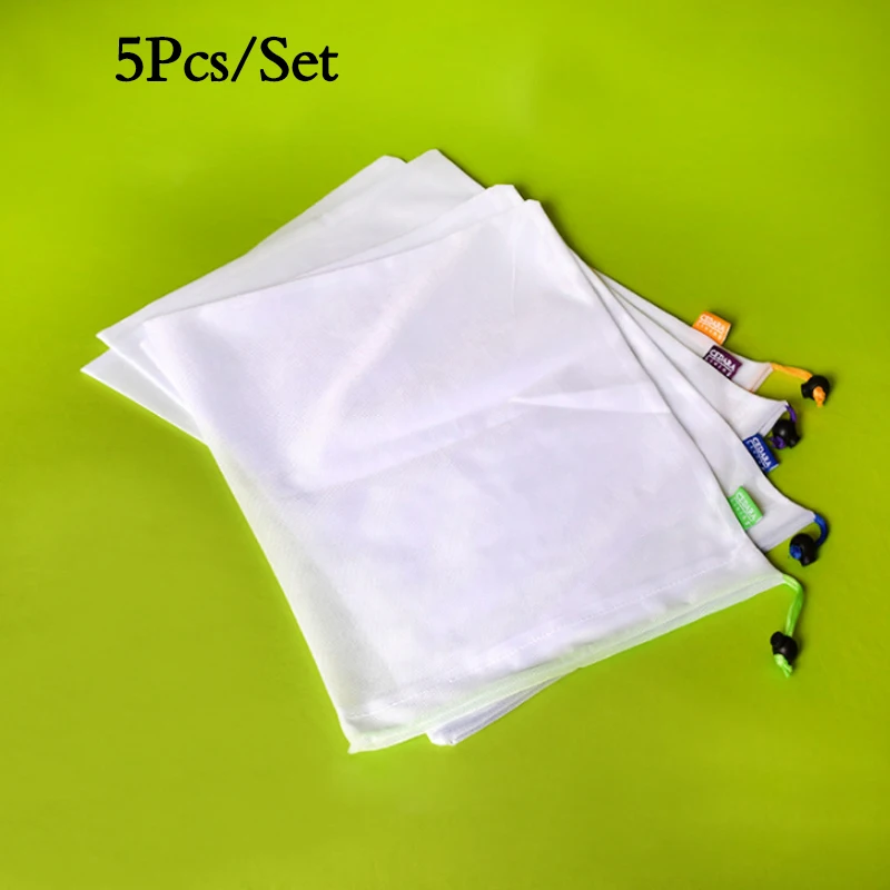 White Polyester Mesh Fruit Vegetable Storage Bags Reusable Black Rope Mesh Bags For Kitchen Accessories
White Polyester Mesh Fruit Vegetable Storage Bags Reusable Black Rope Mesh Bags For Kitchen Accessories