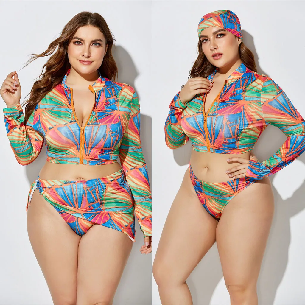 Muliticolor Plus Size Summer Swimsuit Women's High Waist Print Split Long Sleeve Beach Three-Piece Set Suit 20
Muliticolor Plus Size Summer Swimsuit Women's High Waist Print Split Long Sleeve Beach Three-Piece Set Suit 20