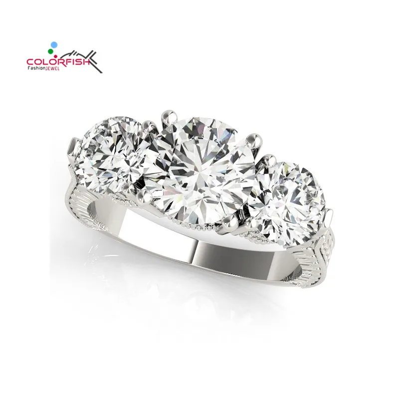 COLORFISH Vintage Design 2.9 CT Round Cut Three Stone Engagement Rings For Women Anniversary Jewelry Lover Promise Wedding Ring
COLORFISH Vintage Design 2.9 CT Round Cut Three Stone Engagement Rings For Women Anniversary Jewelry Lover Promise Wedding Ring