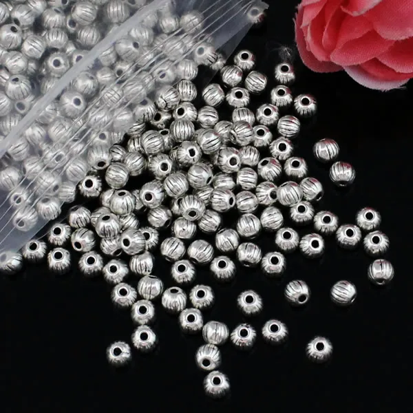

200pcs Fashion Spacer Round Watermelon Beads For Necklace Bracelet Earrings DIY Making Accessories 4mm Hole: Approx 1mm K04350