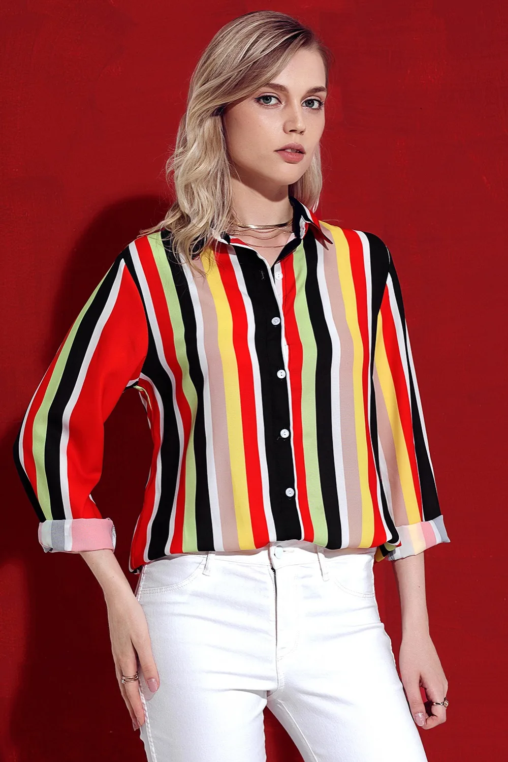 Red-Multicolor-Stripe-Long-Sleeve-Button-Down-Shirt-LC251153-3-3