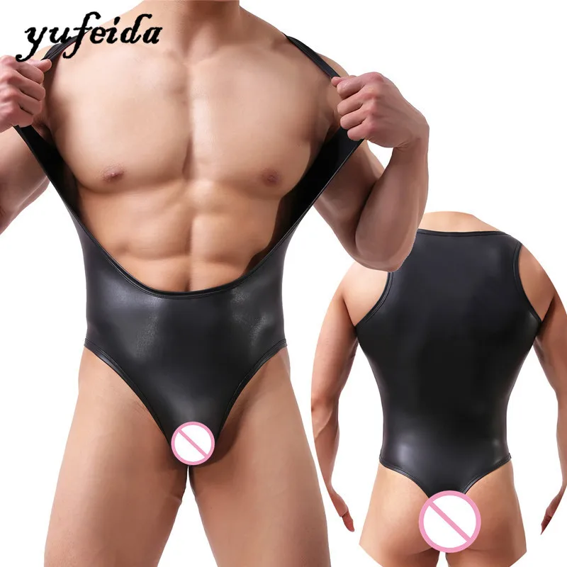 YUFEIDA Hot Sexy Mens Underwear Black PU Faux Leather Bodysuit Overalls Leotard Jumpsuits Undershirt One Piece Clubwear Costume
YUFEIDA Hot Sexy Mens Underwear Black PU Faux Leather Bodysuit Overalls Leotard Jumpsuits Undershirt One Piece Clubwear Costume