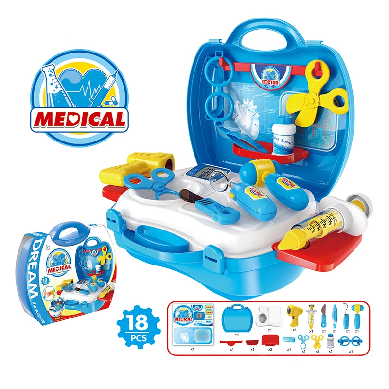 18pcs DIY Doctor Simulation Medicine Box toy Syringe glasses Oral mirror Scene simulation parent-child interaction Children gift
18pcs DIY Doctor Simulation Medicine Box toy Syringe glasses Oral mirror Scene simulation parent-child interaction Children gift