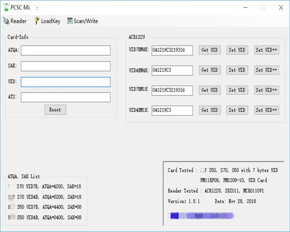 PCSC MF Copy Duplicate Software Clone back up MF1K S50 MF4K S70 chip 4 byte /7 byte UID Changeable rfid cards for ACR122U reader
PCSC MF Copy Duplicate Software Clone back up MF1K S50 MF4K S70 chip 4 byte /7 byte UID Changeable rfid cards for ACR122U reader