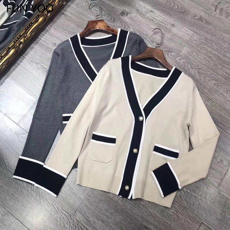 2019 Female Autumn Cardigans Sweater Single Breasted Pockets V-neck Thin High Street Fashion Joker
2019 Female Autumn Cardigans Sweater Single Breasted Pockets V-neck Thin High Street Fashion Joker