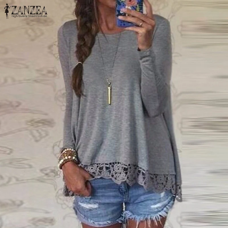 Blusas 2019 Spring Women Casual Loose Elegant T Shirt Long Sleeve Shirts Lace Crochet Embroidery Hem Female Tops Plus Size
Blusas 2019 Spring Women Casual Loose Elegant T Shirt Long Sleeve Shirts Lace Crochet Embroidery Hem Female Tops Plus Size