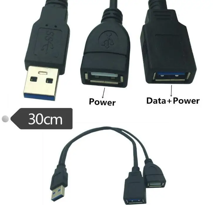 LBSC USB 3.0 Male to Dual USB Female Extra Power Data Y Extension Cable for 2.5" Mobile Hard Disk 0.3m
LBSC USB 3.0 Male to Dual USB Female Extra Power Data Y Extension Cable for 2.5" Mobile Hard Disk 0.3m