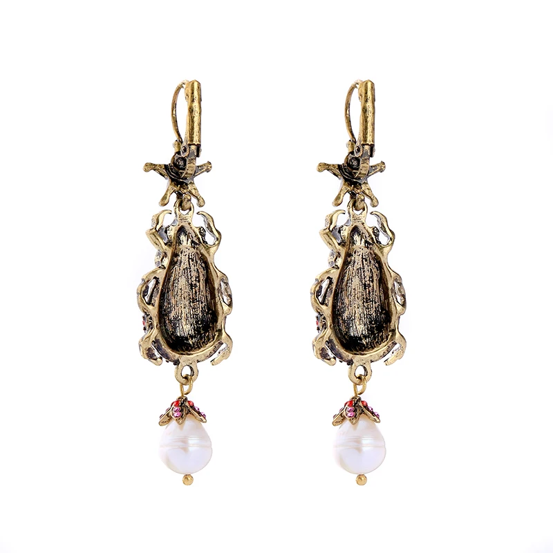 Gold Color Women Beetle Dangle Earrings Ear Jewelry (4)