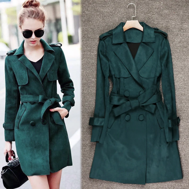 2018 Europe Style Women Solid Medium Long Trench Faux Suede Fabric Female Slim Full Sleeve Coat Double Breasted High Quality Hot
2018 Europe Style Women Solid Medium Long Trench Faux Suede Fabric Female Slim Full Sleeve Coat Double Breasted High Quality Hot