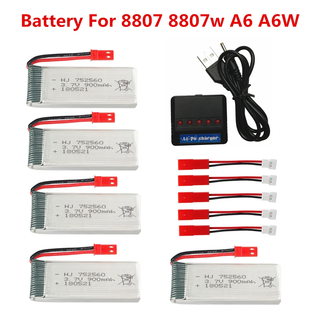 3.7V 900mah lipo Battery For 8807 8807w A6 A6W Rc Quadcopter Spare Parts 5in1 Balance Charger Lipo Battery Accessories Rc Drones
3.7V 900mah lipo Battery For 8807 8807w A6 A6W Rc Quadcopter Spare Parts 5in1 Balance Charger Lipo Battery Accessories Rc Drones