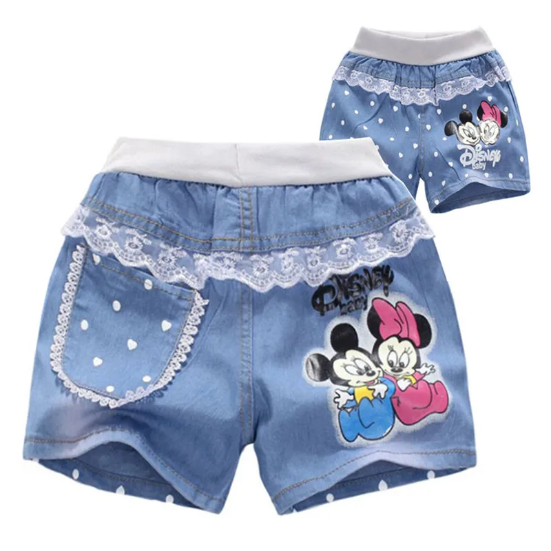 Summer Kid jeans baby boys girls cartoon shorts pants children trousers mickey 100% cotton retail 2-5 years old free shipping | Мать и