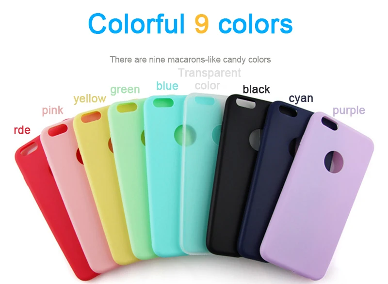 Soft Rubber Silicone Cases For iPhone Cute Candy Anti-knock Cover 9 Colors