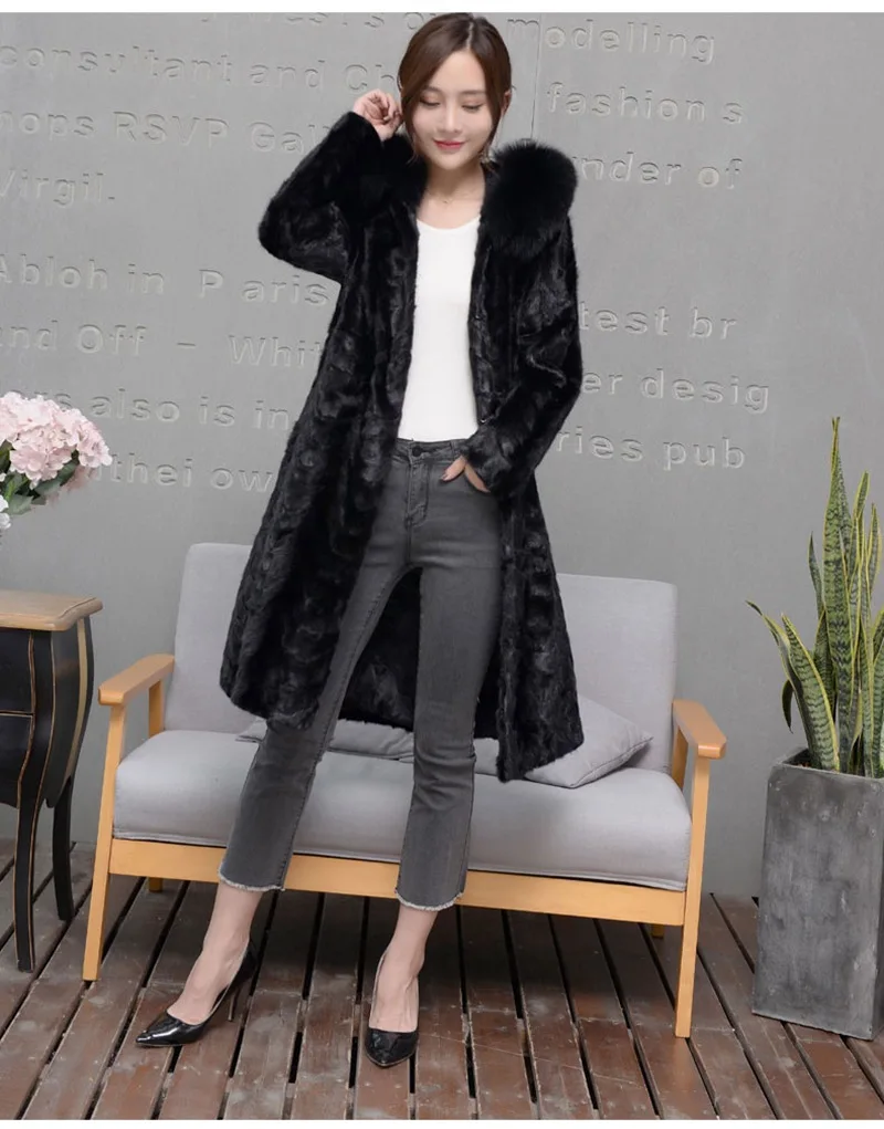 100% genuine natural mink fur coat with hoody long (6)