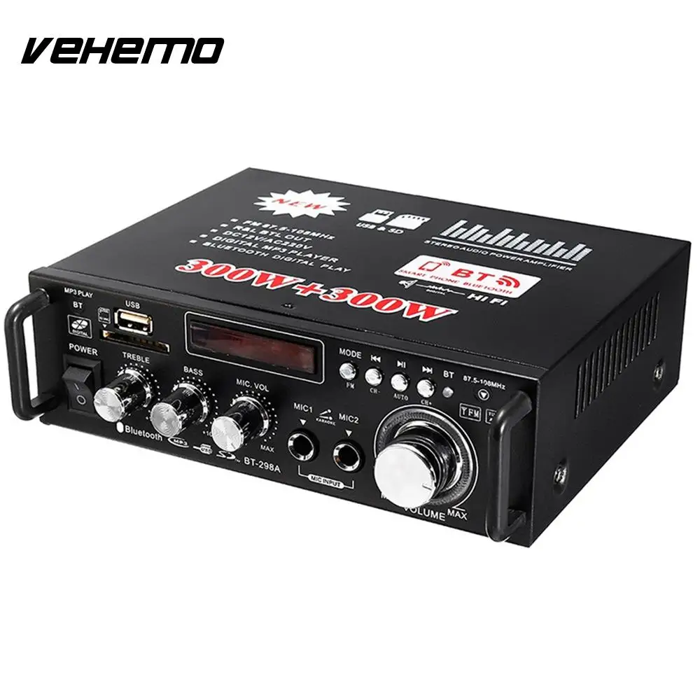 Portable Auto Power Amplifier Remote Control Bluetooth FM Radio High Performance Car Stereo BT-298A
Portable Auto Power Amplifier Remote Control Bluetooth FM Radio High Performance Car Stereo BT-298A