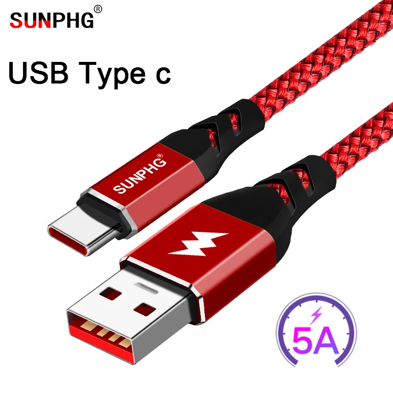 SUNPHG USB Type C Cable 5A For Huawei P20 Pro Super Fast Charging 0.5m 1.2m USB-C Wire Mate P10 P9 For Xiaomi Supercharger Phone
SUNPHG USB Type C Cable 5A For Huawei P20 Pro Super Fast Charging 0.5m 1.2m USB-C Wire Mate P10 P9 For Xiaomi Supercharger Phone