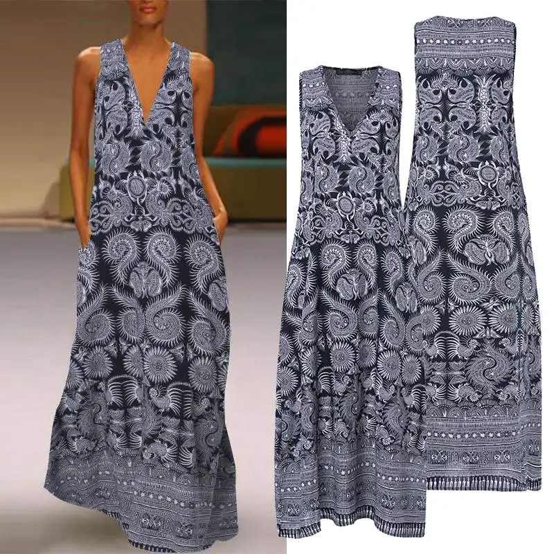 Printed Maxi Dress ZANZEA 2019 Women's Sundress Casual Summer Long Vestido Female V Neck Party Robe Femme Linen Dress Kaftan 5XL
Printed Maxi Dress ZANZEA 2019 Women's Sundress Casual Summer Long Vestido Female V Neck Party Robe Femme Linen Dress Kaftan 5XL