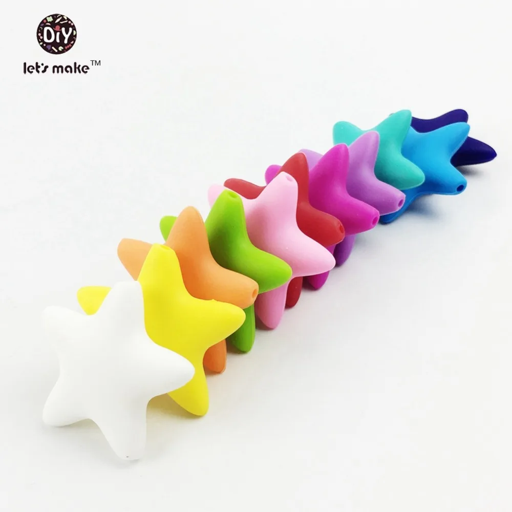 Let's Make Baby Teether Toy Silicone Beads Silicone Star Shaped Jewelry Pendant 30PCS 10 Colors Mixed Colors 40mm DIY Necklace
Let's Make Baby Teether Toy Silicone Beads Silicone Star Shaped Jewelry Pendant 30PCS 10 Colors Mixed Colors 40mm DIY Necklace