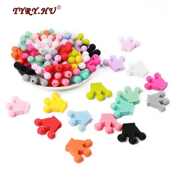 

TYRY.HU 10pc Mini Crown Silicone Loose Beads Food grade Baby Chewable Teething Toys Nursing Accessories DIY Necklace BPA Free