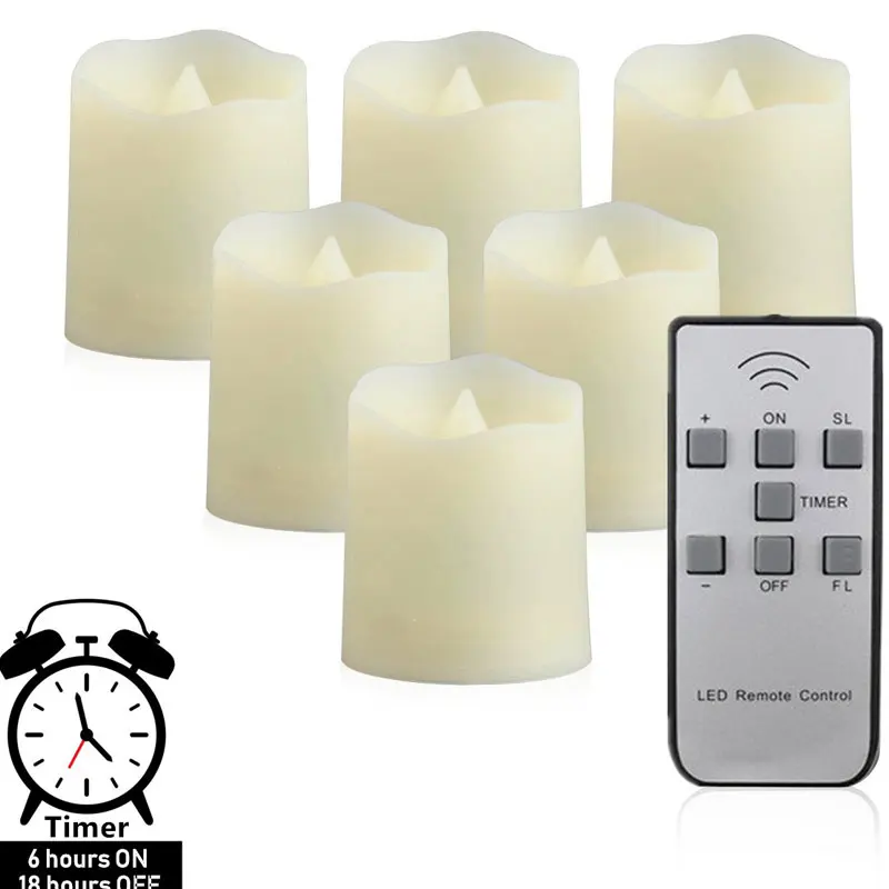 Pack of 6 LED Flameless Candles Battery Operated Timer Function 6 Hours On 18 Hours Off Tea Light Home & Garden Decration
Pack of 6 LED Flameless Candles Battery Operated Timer Function 6 Hours On 18 Hours Off Tea Light Home & Garden Decration