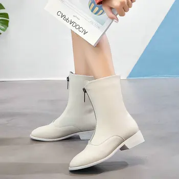 New Spring Autumn Comfort Low Heel Ankle Boots Fashion Zipper Boots Women High Quality Round Toe Shoes Black White
New Spring Autumn Comfort Low Heel Ankle Boots Fashion Zipper Boots Women High Quality Round Toe Shoes Black White