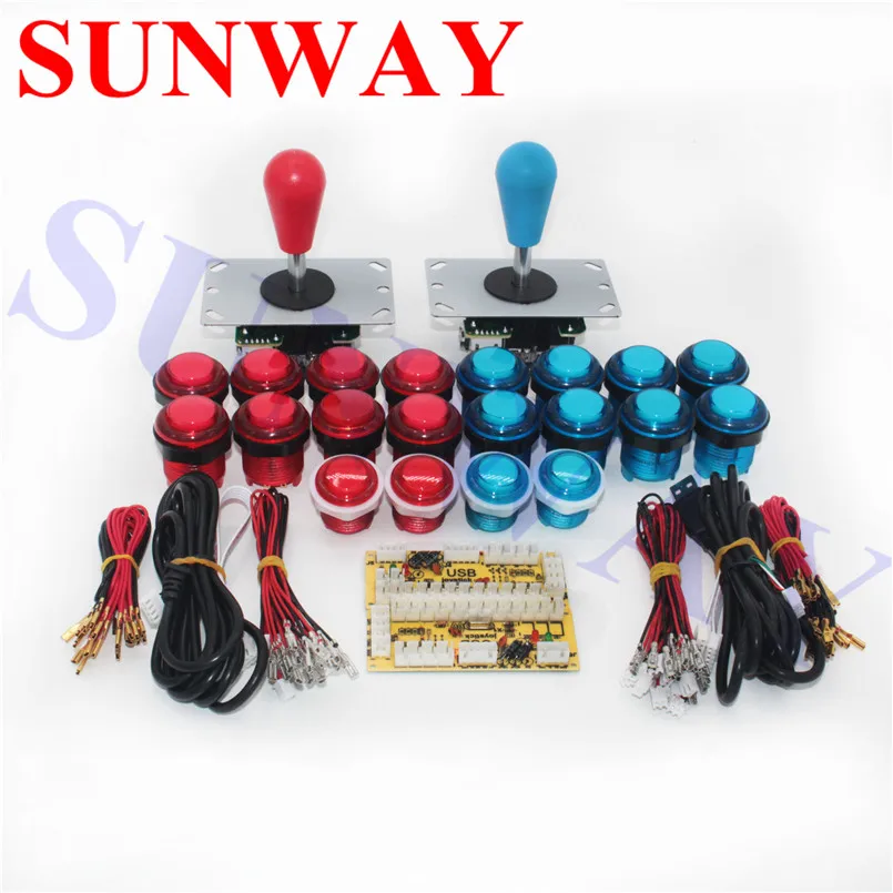 Arcade DIY LED Kit with Zero Delay USB Encoder To PC Arcade Games 8 Way Battop Joystick + 5V LED Illuminated Arcade Push Buttons