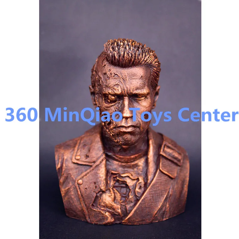 

Terminator Statue Arnold Schwarzenegger Bust T800 1:4 Head Portrait War Damage Lmitation Copper Collectible Model Toy WU858