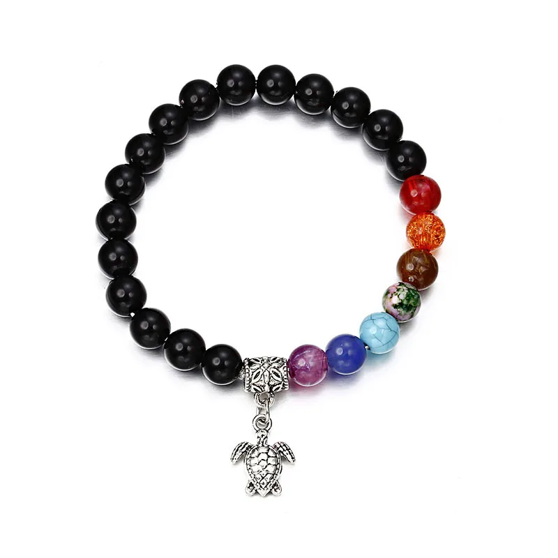 New popular natural stone bracelet color chakra yoga energy beads round bead turtle pendant
New popular natural stone bracelet color chakra yoga energy beads round bead turtle pendant