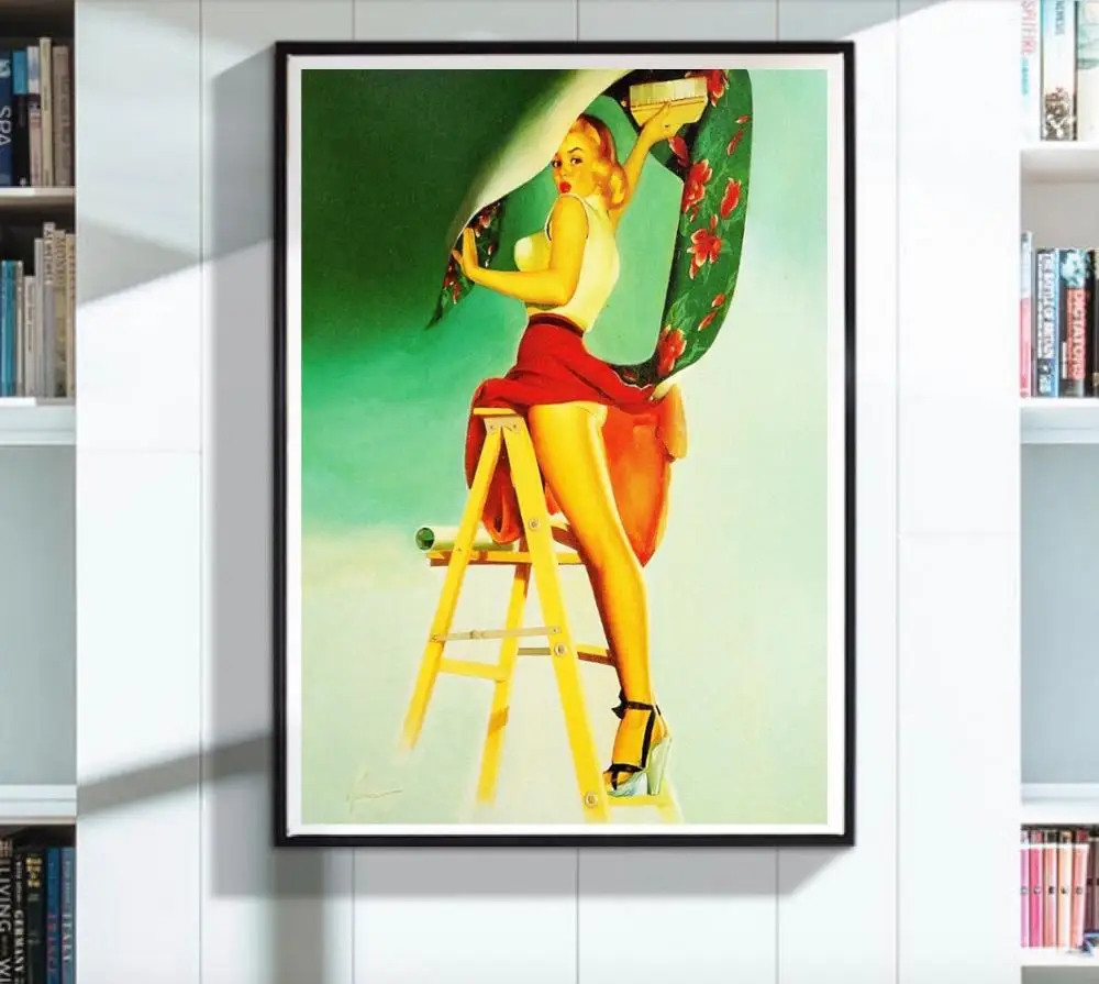 Сексапильный художник Pin Up Девушка Художественная реклама Ретро ВИНТАЖНЫЙ