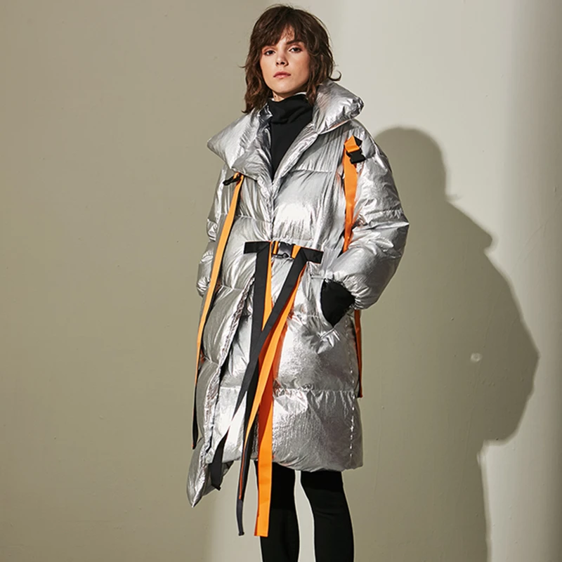 2018 Lady Winter New Stand Collar Down Jacket Female Fashion Personality Ribbon Parka Casual Loose Oversize Long Outerwear Z360
2018 Lady Winter New Stand Collar Down Jacket Female Fashion Personality Ribbon Parka Casual Loose Oversize Long Outerwear Z360