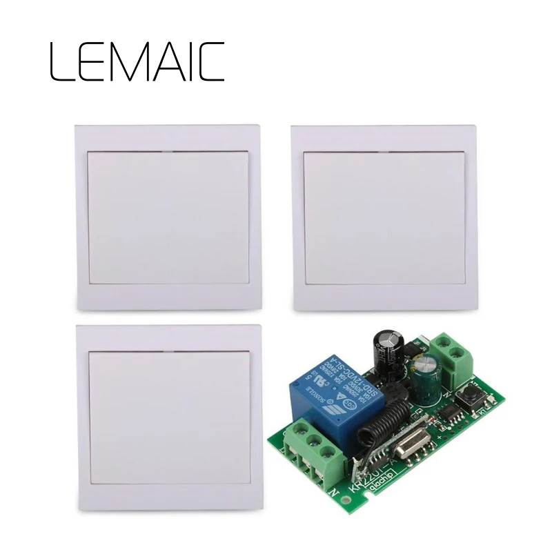 LEMAIC 433 Mhz Universal Wireless Remote Control Switch AC 110V 220V 1CH Relay Receiver 86 Wall Panel RF Remote Transmitters S35
LEMAIC 433 Mhz Universal Wireless Remote Control Switch AC 110V 220V 1CH Relay Receiver 86 Wall Panel RF Remote Transmitters S35
