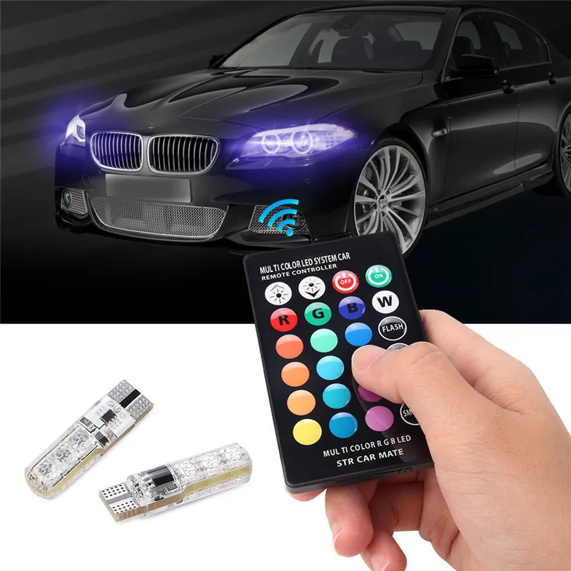 2PCS 5050 SMD RGB T10 194 168 W5W Car Reading Wedge Light Lamp Multi Color RGB LED Bulb With Remote Controller Flash/Strobe
2PCS 5050 SMD RGB T10 194 168 W5W Car Reading Wedge Light Lamp Multi Color RGB LED Bulb With Remote Controller Flash/Strobe