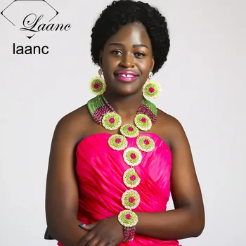 Laanc Light Green Fuchsia Pink African Crystal Wedding Bridal Jewelry Set for Women Nigerian Beads Necklace Sets AL444 
Laanc Light Green Fuchsia Pink African Crystal Wedding Bridal Jewelry Set for Women Nigerian Beads Necklace Sets AL444
