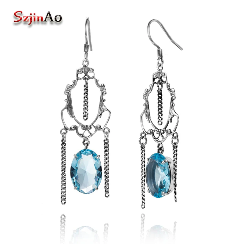 Szjinao Fashion Dangle Tassel Bridal Earrings Skull Shape 100% 925 Silver Earring Vintage Aquamarine Earrings Wholesale
Szjinao Fashion Dangle Tassel Bridal Earrings Skull Shape 100% 925 Silver Earring Vintage Aquamarine Earrings Wholesale