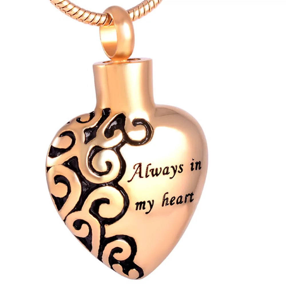 Always in My Heart"Engraved Memorial Jewelry Ashes Keepsake Pendant for Ash Holder Stainless Steel Heart Cremation Urn Necklace
Always in My Heart"Engraved Memorial Jewelry Ashes Keepsake Pendant for Ash Holder Stainless Steel Heart Cremation Urn Necklace