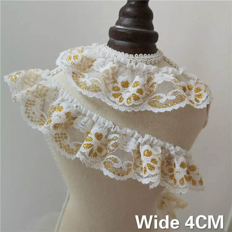 4CM Wide Luxury White 3D Pleated Lace Gold Silver Embroidery Ribbon Ruffle Trim Collar Neckline Skirt Splicing DIY Sewing Decor
4CM Wide Luxury White 3D Pleated Lace Gold Silver Embroidery Ribbon Ruffle Trim Collar Neckline Skirt Splicing DIY Sewing Decor